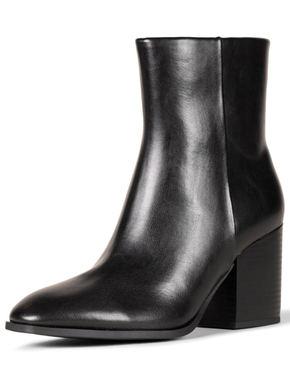 Women's Clean Stacked Heel Ankle Boots with Side Zipper, Memory Foam Insole
